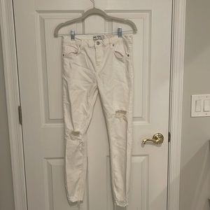 Free people white ripped skinny jeans